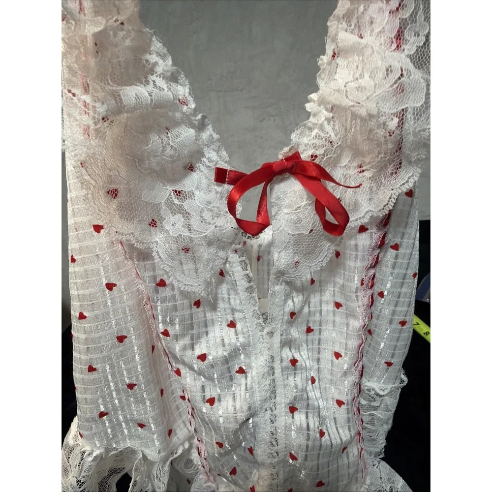 Vintage Alana Gale Teddie Twee Tiny Heart Ruffle Lace Lingerie Sz Large